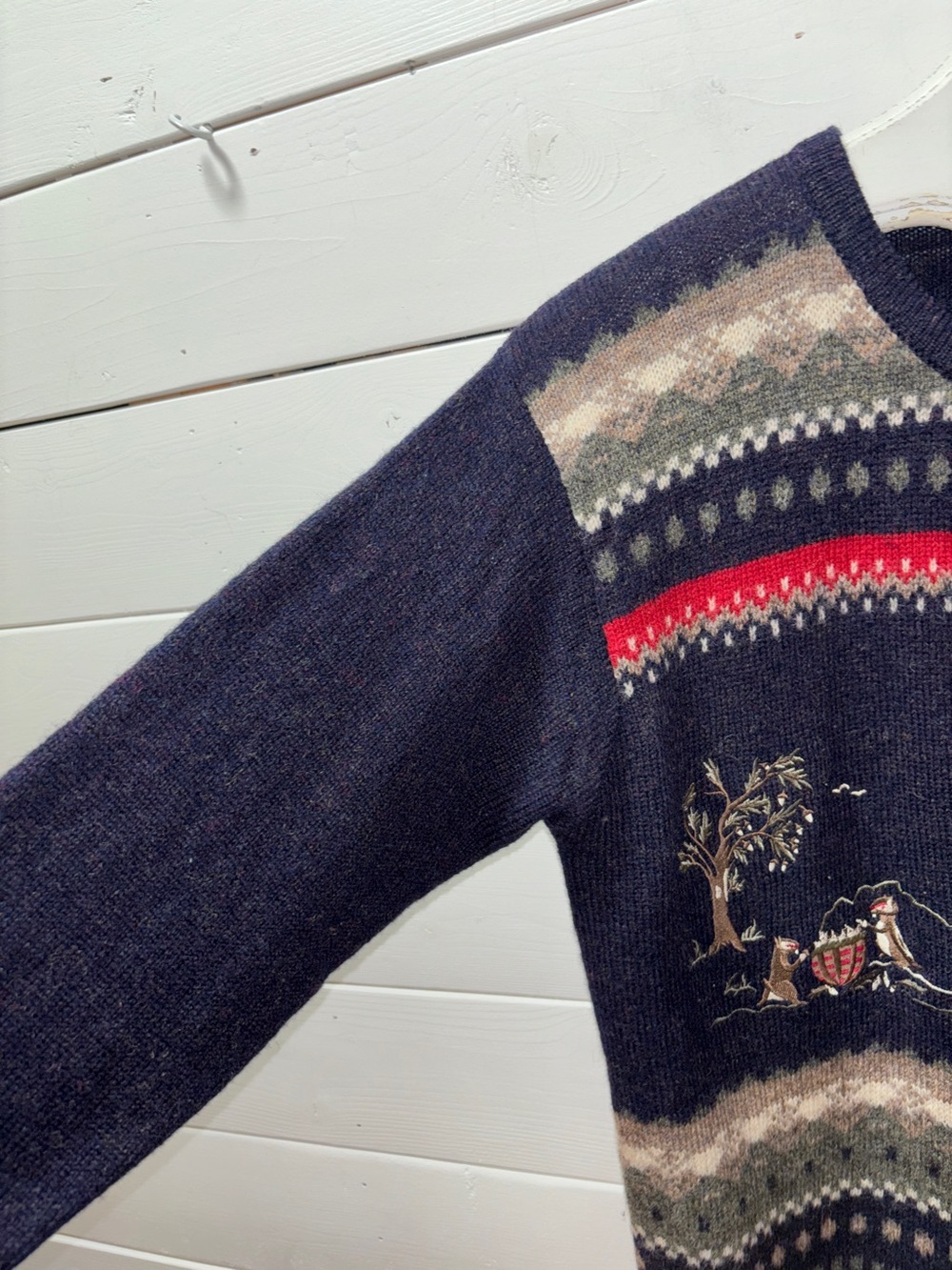 M.A.T. Vintage Fair Isle Embroidered Cardigan Cottagecore Woodland Knit Size S - Picture 6 of 12
